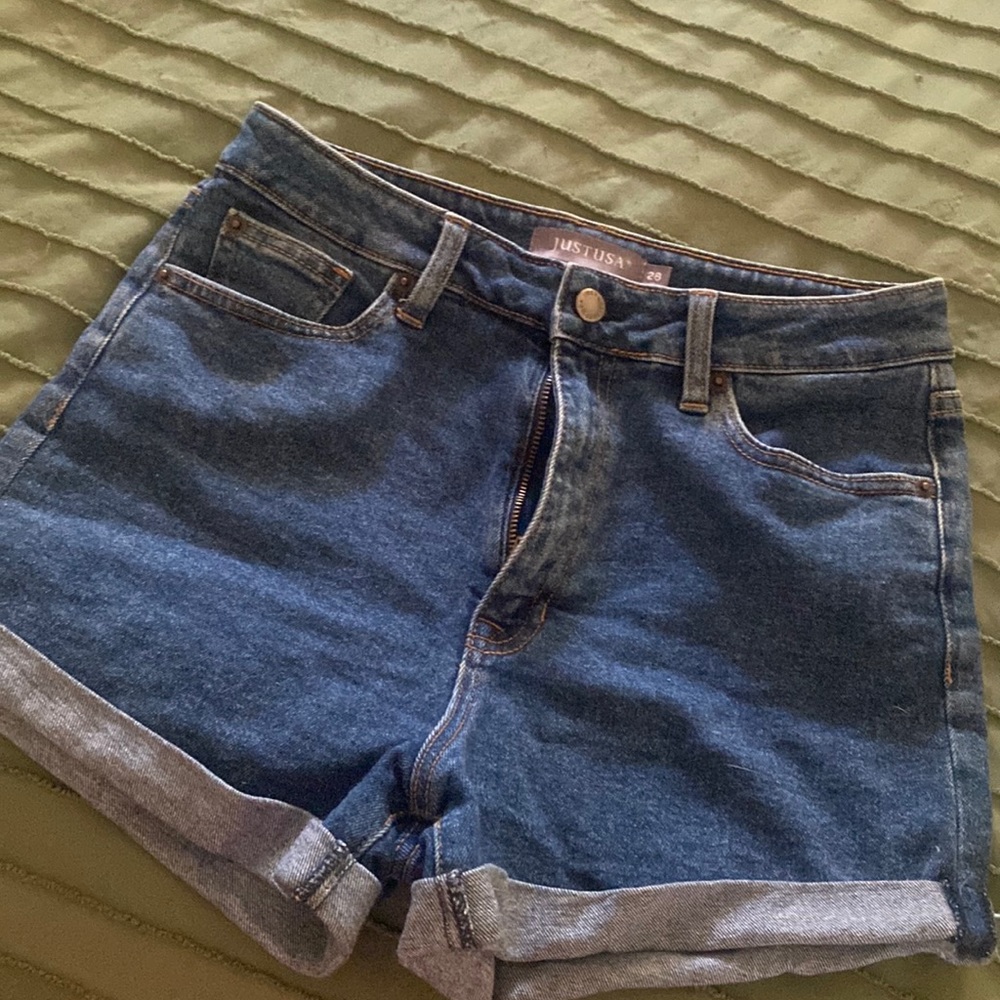 Just USA High Rise Cuffed Mom Shorts